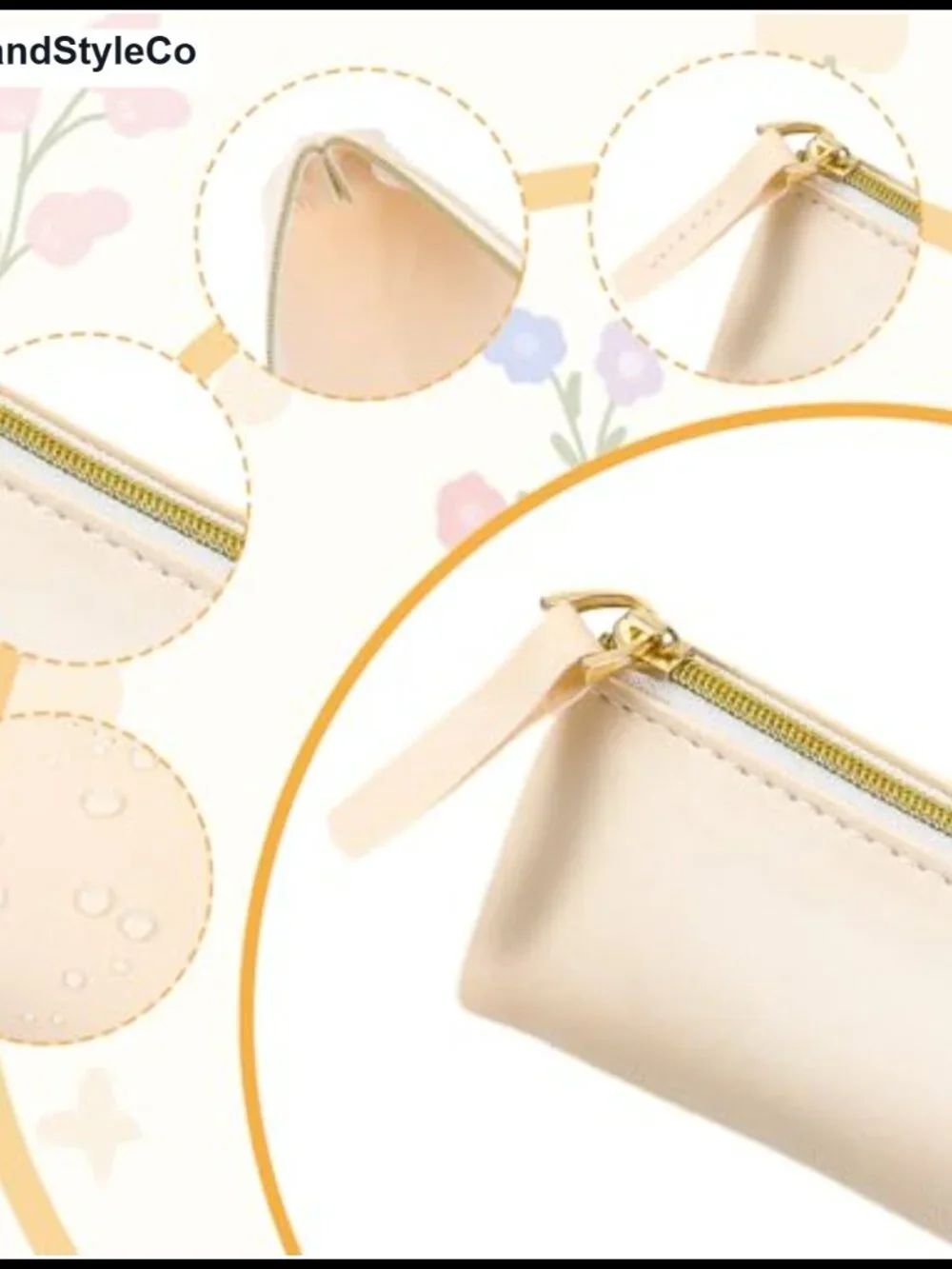2pc Set Mini Leather Makeup Bag Travel Cosmetic Organizer with Double Zipper